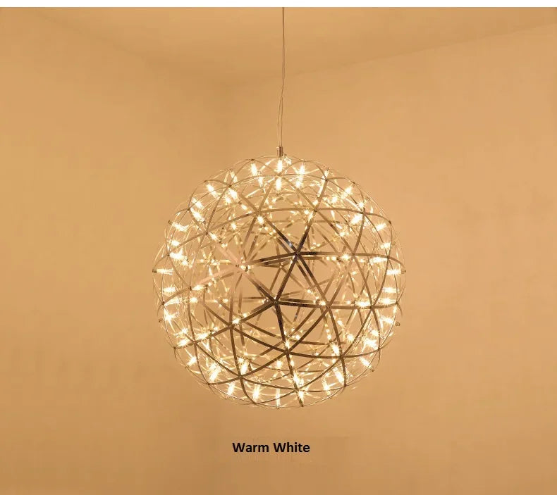 Modern Brief Loft Spark Ball LED Lights Chandelier Fixture Firework Ball Stainless Steel Pendant Lamp Home Deco Lighting 110-240