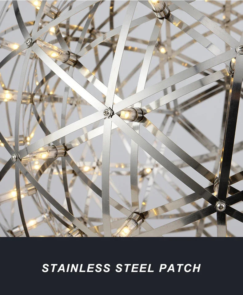 Modern Brief Loft Spark Ball LED Lights Chandelier Fixture Firework Ball Stainless Steel Pendant Lamp Home Deco Lighting 110-240