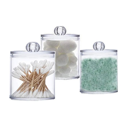 Bamboo Lid Cotton Pad & Swab Storage Box
