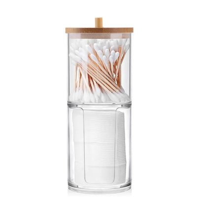 Bamboo Lid Cotton Pad & Swab Storage Box