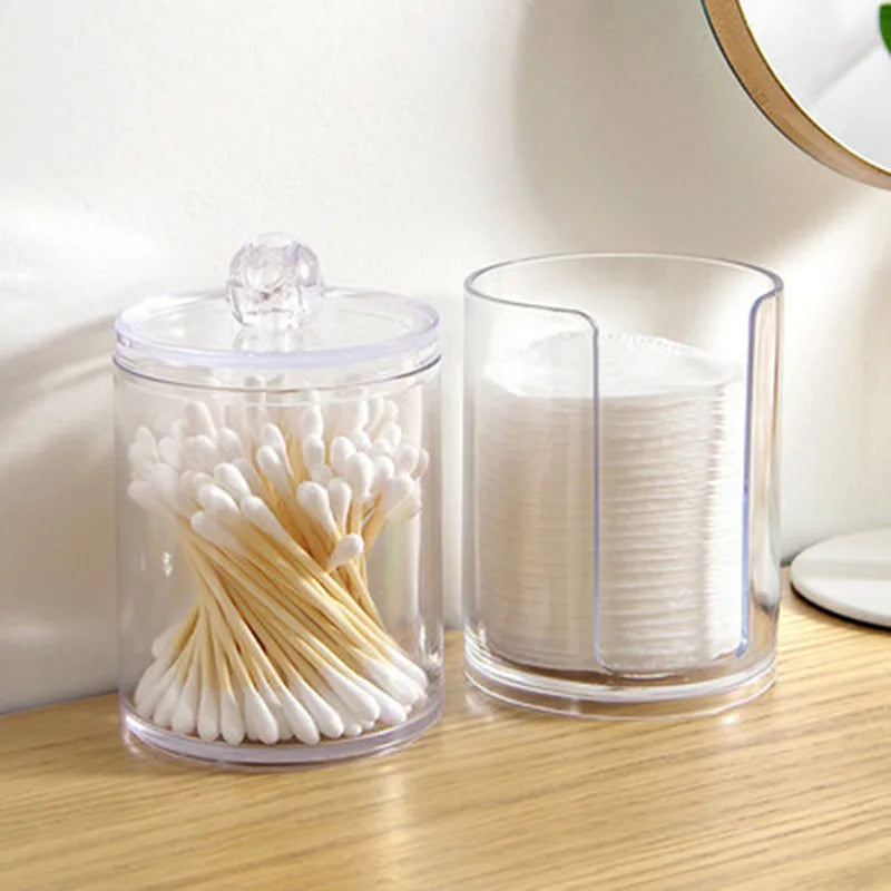 Bamboo Lid Cotton Pad & Swab Storage Box