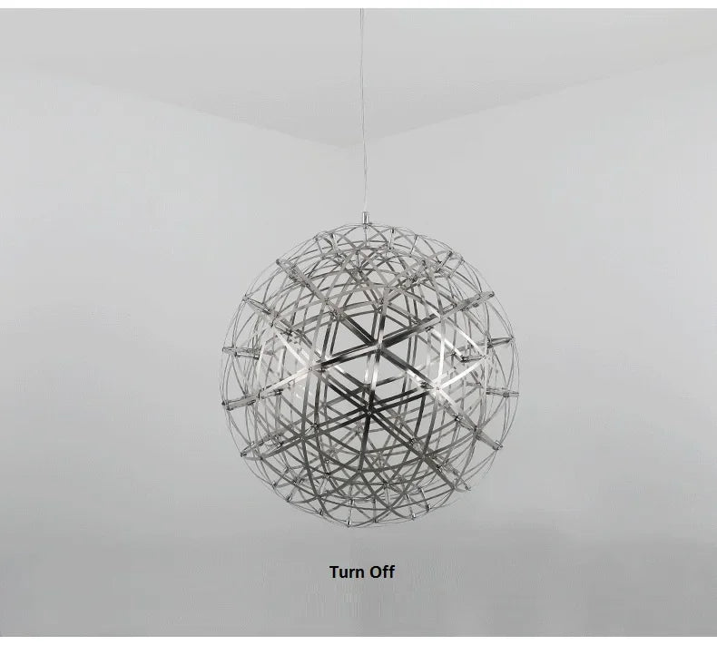 Modern Brief Loft Spark Ball LED Lights Chandelier Fixture Firework Ball Stainless Steel Pendant Lamp Home Deco Lighting 110-240