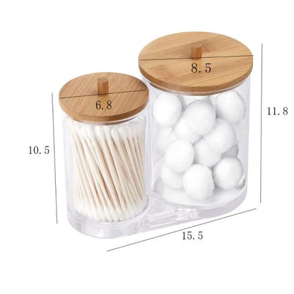 Bamboo Lid Cotton Pad & Swab Storage Box