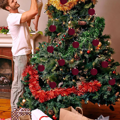 30/1Pcs Wine Red Flocked Xmas Balls Christmas Tree Ornaments Hanging Pendents Velvet Ball Festival Party Home Decor Supplies