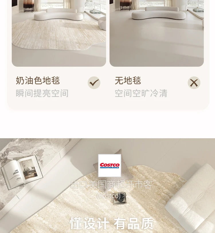 Light Luxury Living Room Decoration Carpet Irregular Shape Rugs for Bedroom Fluffy Soft Marble Plush Rug Thick Anti-slip Floor