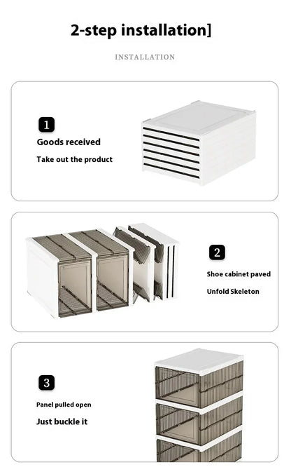 Dustproof 6 Layers Foldable Shoes Box Stackable Transparent Thickened Plastic Bins Sneaker Shoe Organizer Cabinet Organizers
