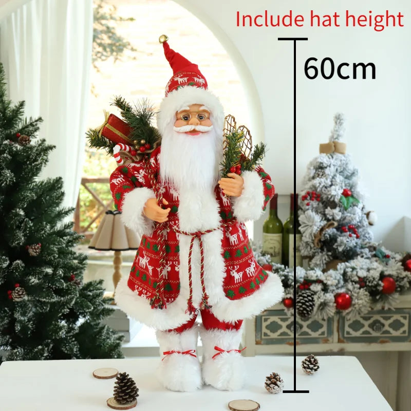 60cm Big Santa Claus Doll Christmas Doll New Year 2024 Gift Merry Christmas Decorations for Home Ornaments Natal Navidad 2023