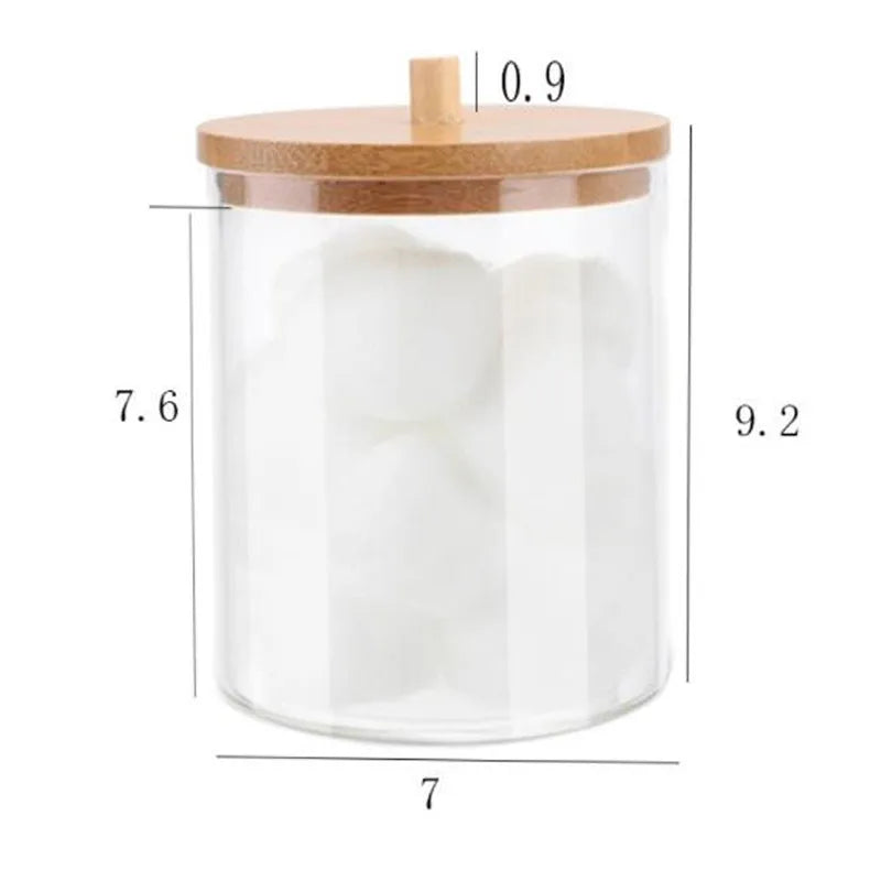 Bamboo Lid Cotton Pad & Swab Storage Box