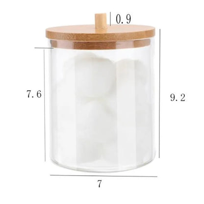 Bamboo Lid Cotton Pad & Swab Storage Box