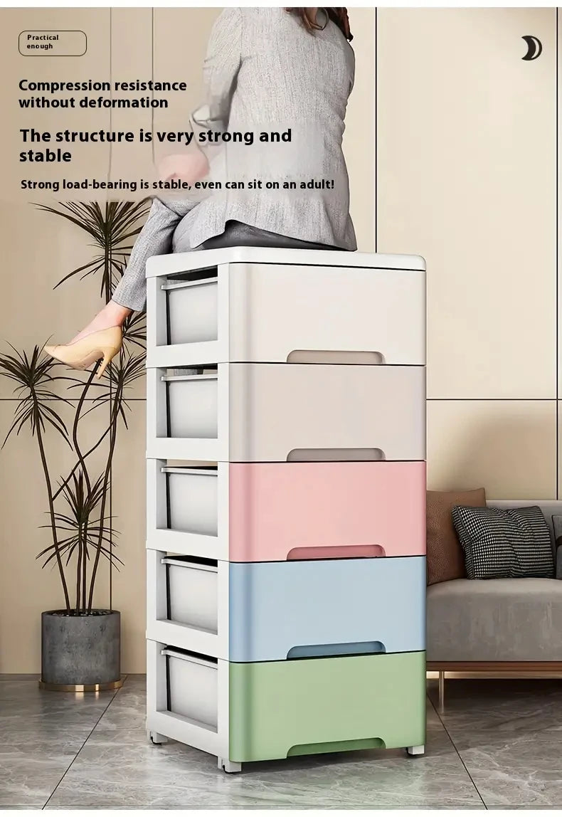 3/4/5/6/7 Layer  Drawer Storage Cabinet Storage Organizer with Wheels Multifunction Dustproof Wardrobe