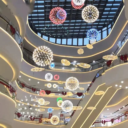 Modern Brief Loft Spark Ball LED Lights Chandelier Fixture Firework Ball Stainless Steel Pendant Lamp Home Deco Lighting 110-240