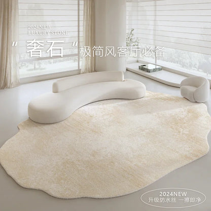Light Luxury Living Room Decoration Carpet Irregular Shape Rugs for Bedroom Fluffy Soft Marble Plush Rug Thick Anti-slip Floor
