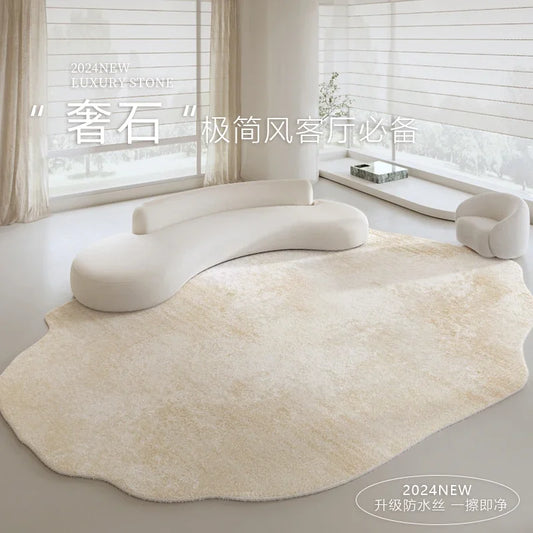 Light Luxury Living Room Decoration Carpet Irregular Shape Rugs for Bedroom Fluffy Soft Marble Plush Rug Thick Anti-slip Floor