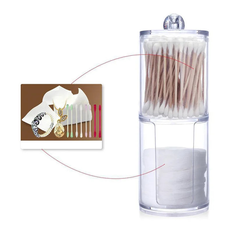 Bamboo Lid Cotton Pad & Swab Storage Box