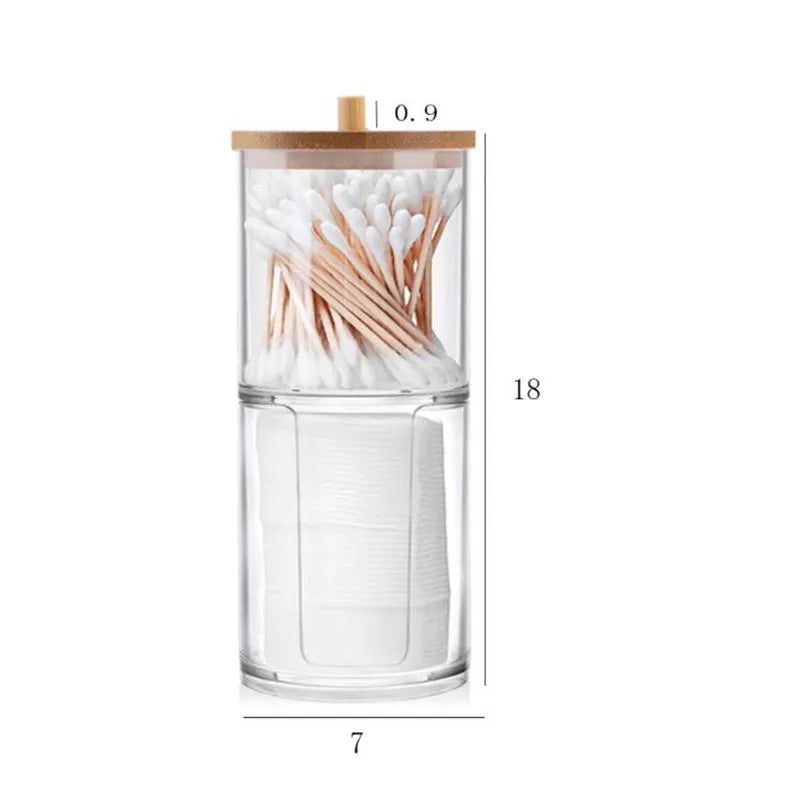 Bamboo Lid Cotton Pad & Swab Storage Box