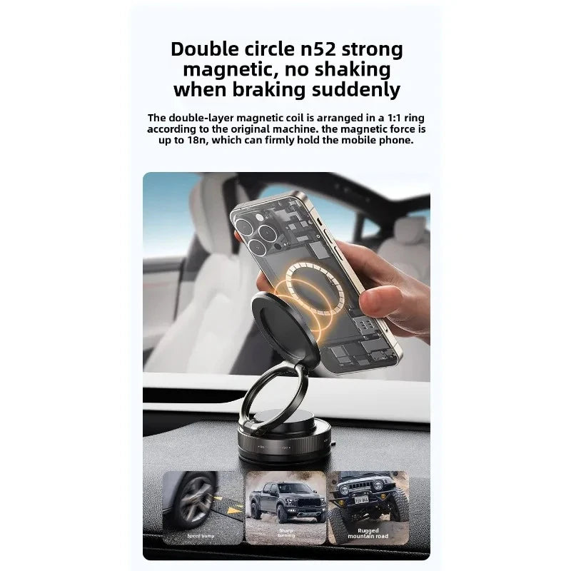 T30 Multi-Use Magnetic Phone Holder – MagSafe, Adjustable Suction Cup with Lock for Car, Mirror & Gym