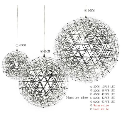 Modern Brief Loft Spark Ball LED Lights Chandelier Fixture Firework Ball Stainless Steel Pendant Lamp Home Deco Lighting 110-240