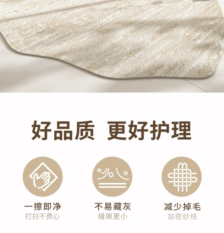 Light Luxury Living Room Decoration Carpet Irregular Shape Rugs for Bedroom Fluffy Soft Marble Plush Rug Thick Anti-slip Floor