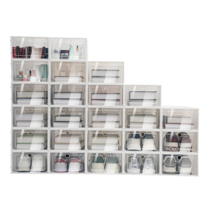 24Pcs Foldable  Shoe Storage Boxes Shoe Box Set Clear Plastic Shoe Rack ABS For Home Organizer Stackable Shoe Boxes